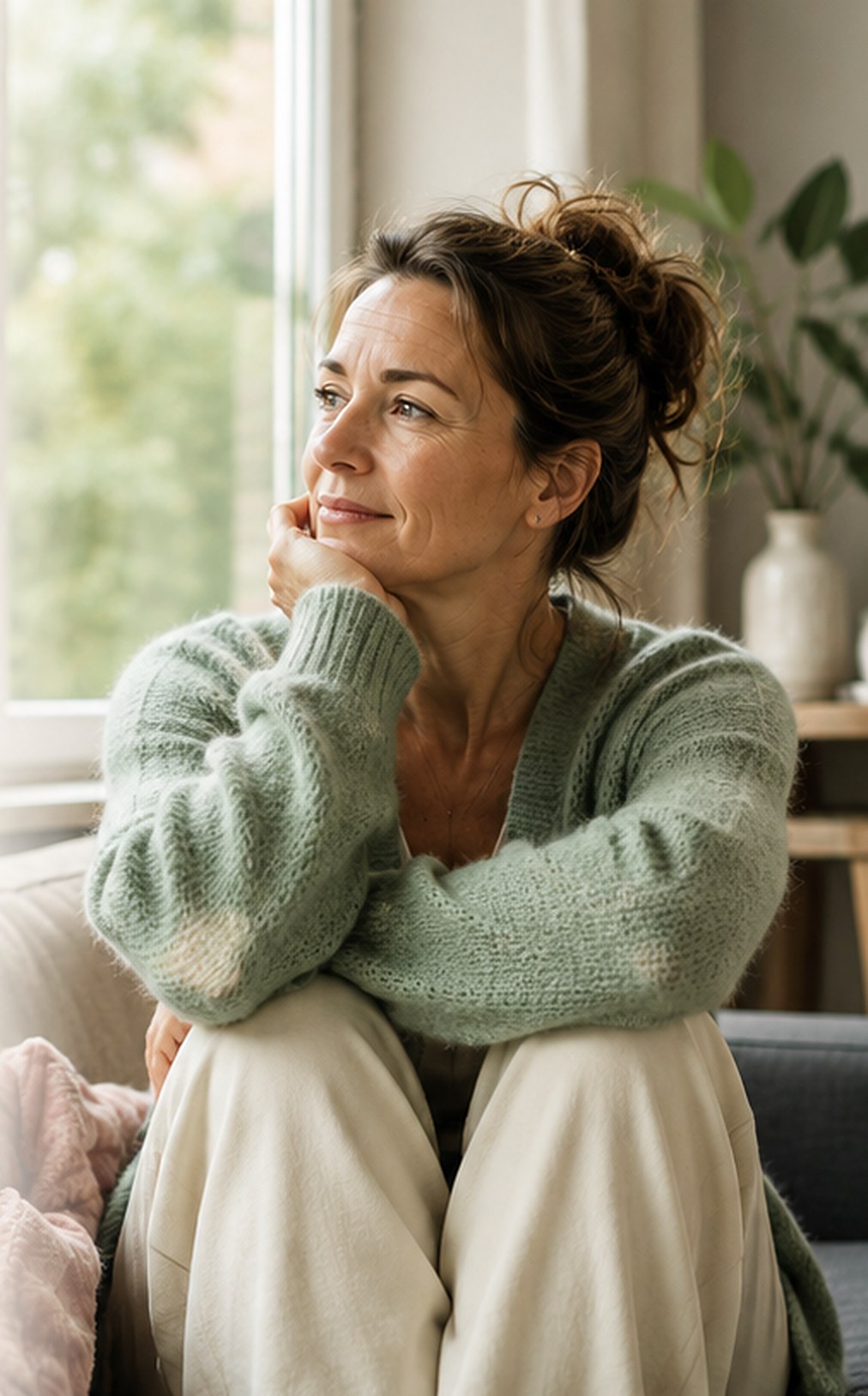 Vrouw die nadenkt over haar patroon